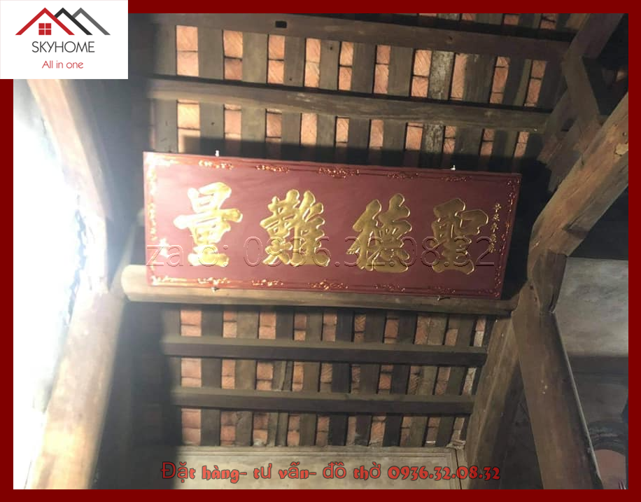 Hoành phi gỗ thờ chữ Thánh đức nan lường mẫu 2